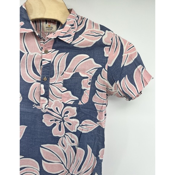 Marine Layer Other - Marine Layer Medium Floral Short Sleeve Button Up Pullover Shirt Cotton Blend